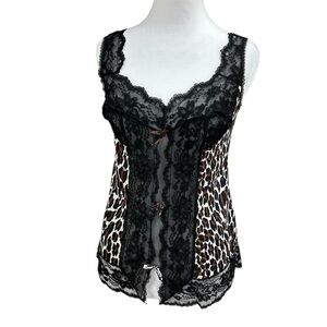 Vintage Gaymode Penneys Animal Print Lace Lingerie Camisole Sz S